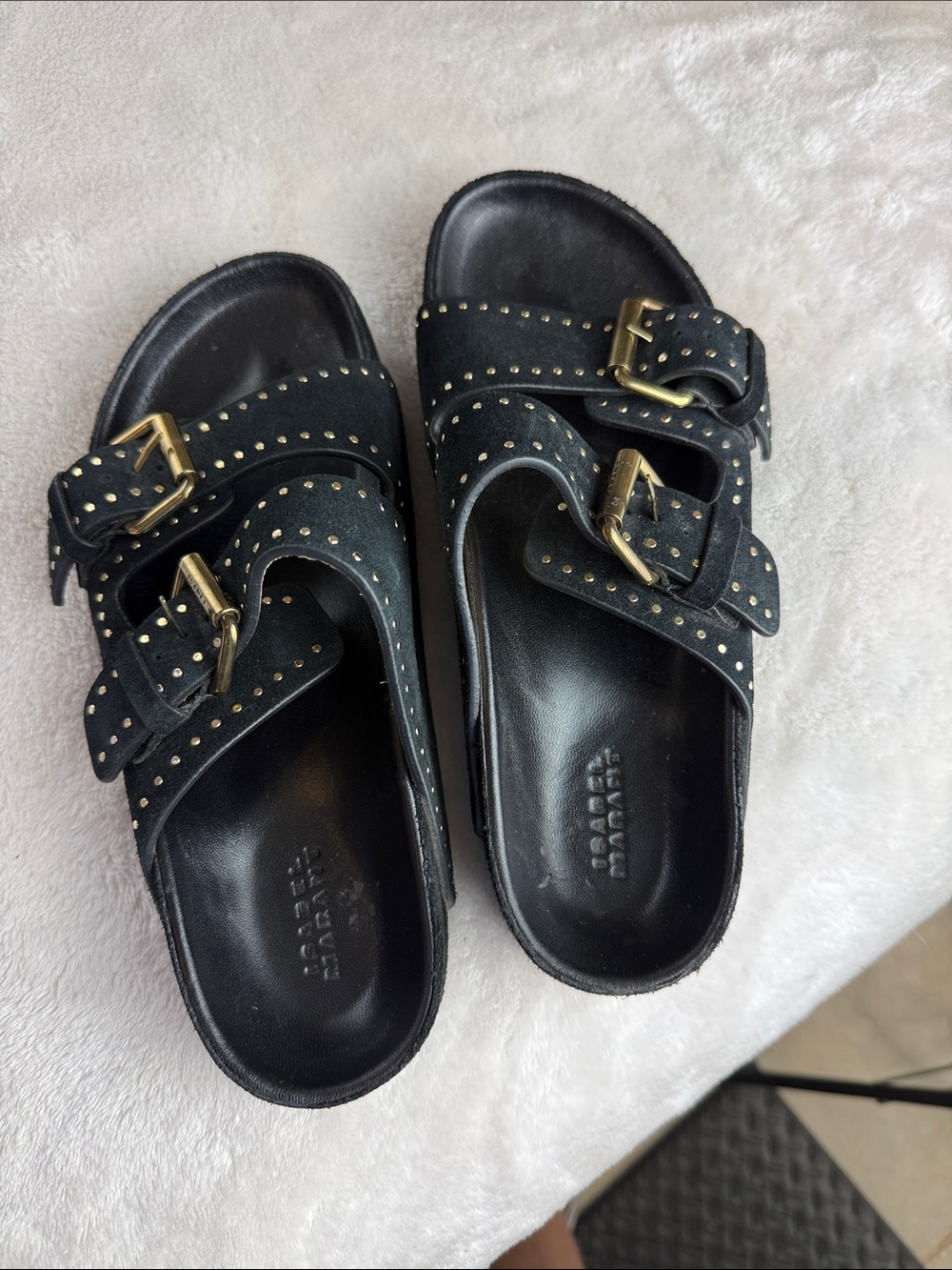 Isabel Marant Black Suede Lennyo Studded Sandals Size 37. 7 USA EUC